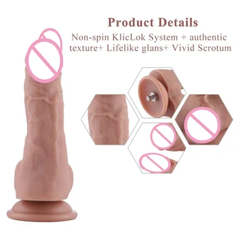 Hismith Double Dildo18.5 cm Silicone Dildos For Women for Premium Sex Machine,4 cm Diameter Strapon Double Suction Cup Dildo 2