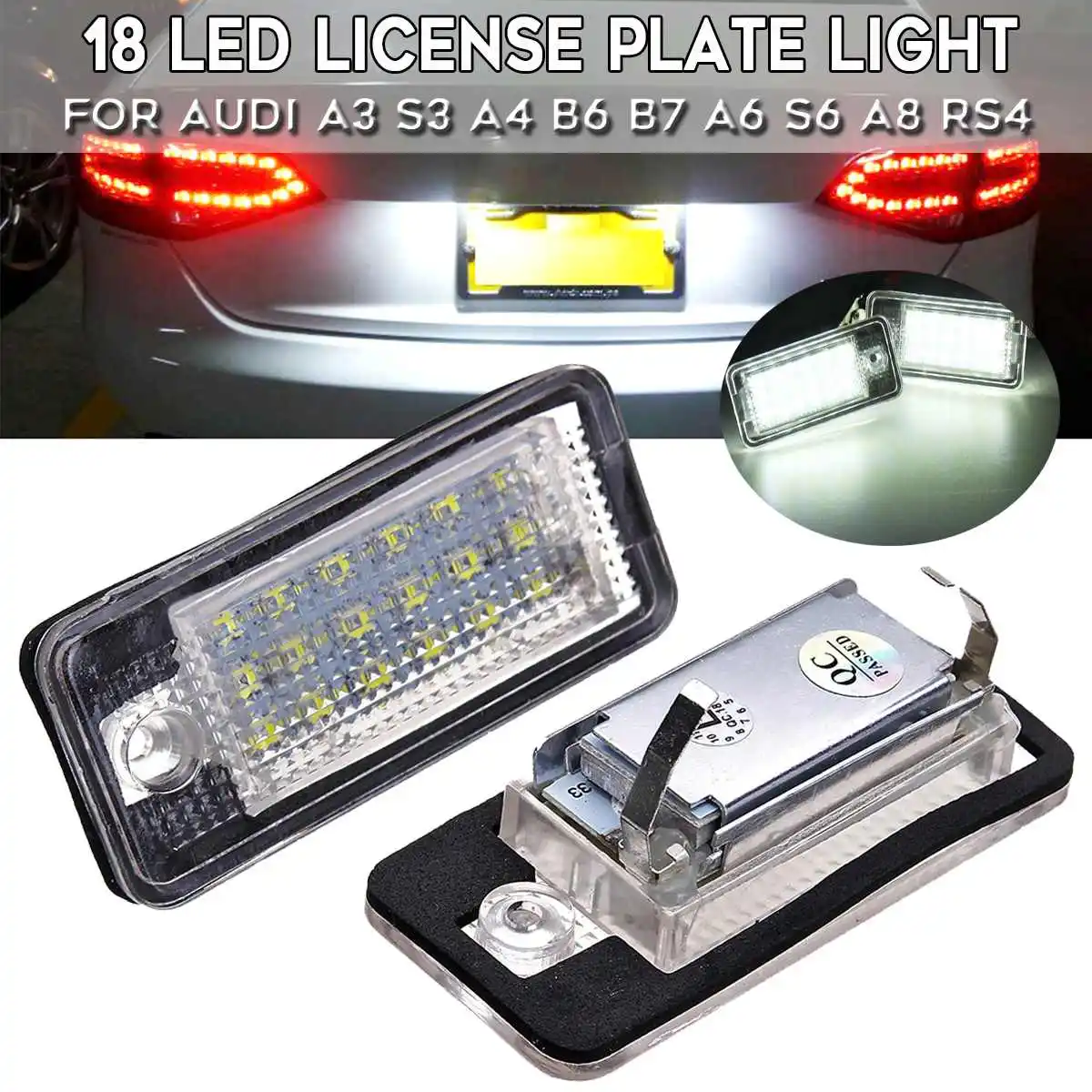 2pcs License Number Plate Light 18led Error Free Audi A3 S3 AliExpress