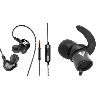 

Qkz 2pcs Zinc Alloy In-Ear Stereo Earbud Headphones Wire-Controlled Sports Subwoofer Music Headphones - CK9 & CK1