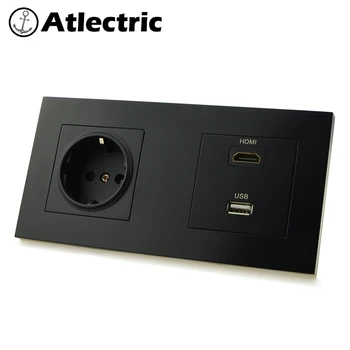 

Atlectric EU Standard Plug Wall Socket Electrical Outlet HDMI USB TV Port Socket Wall Power Socket Plastic Panel