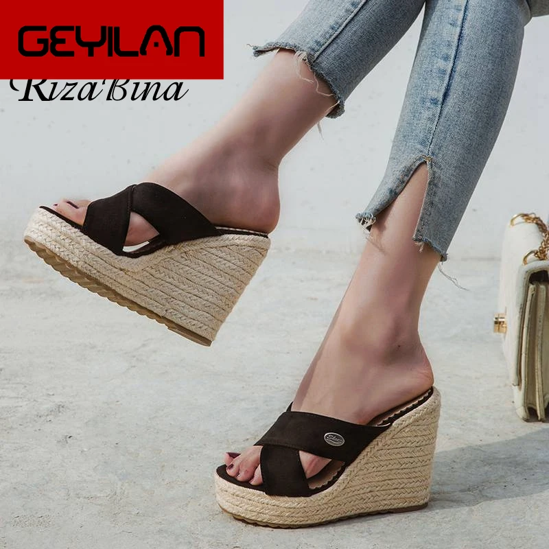 

Women Wedges Shoes Platform Open Toe Metal Women Sandals Solid Color Casual Outdoor Daily Female Slippers Size 34-43