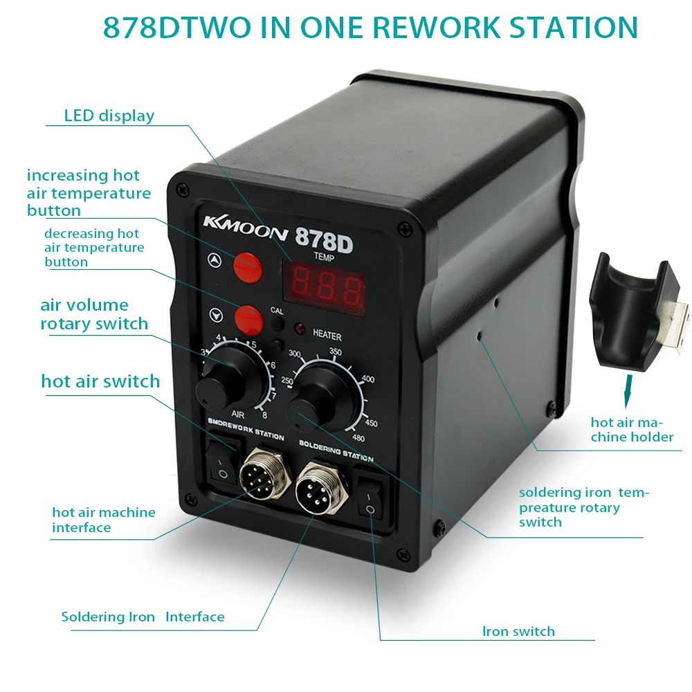 New EU Digital Display Two in One Rework Station Electric Soldering Iron Hot Air Machine Thermostatic Set | Инструменты