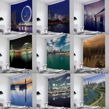 

Tapestry Beautiful City View Ferris Wheel Wall Decoration Beach Mat Bed Cover Bedroom Living Room Tapestry Home Decoration