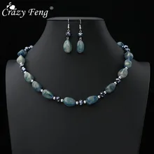 Crazy Feng, классические висячие серьги, чокеры, набор для женщин и девочек, EA+ NE, модные, геометрические, свадебные, вечерние ювелирные наборы
