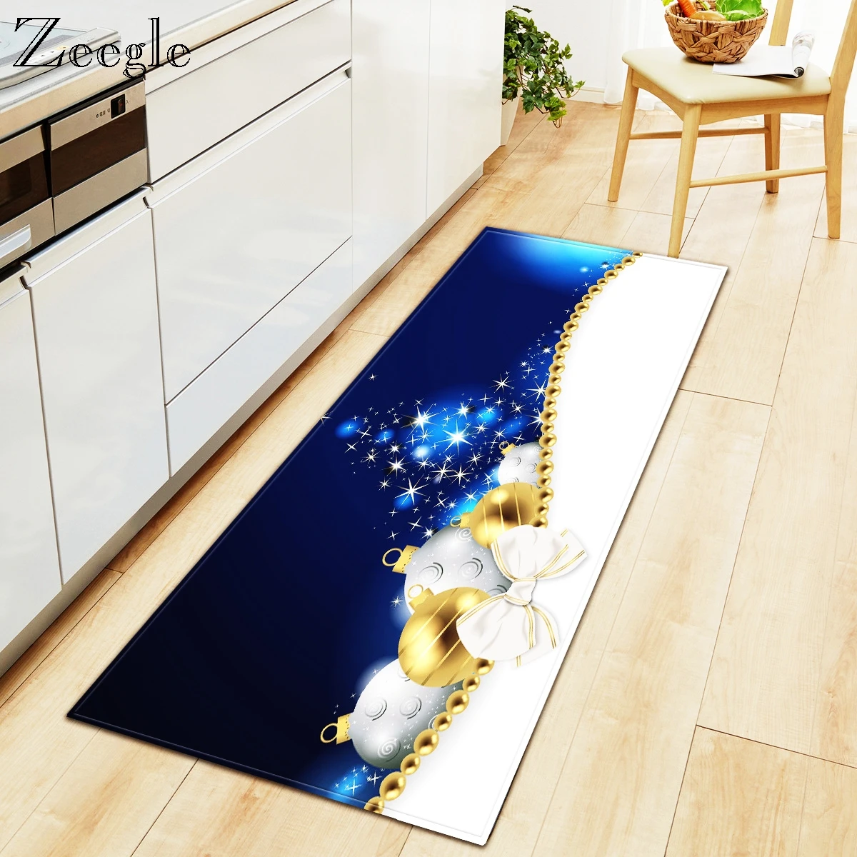 Zeegle Christmas Carpet for Home Decoration Long Rectangle Kitchen Rug Anti-slip Hallway Floor Mat Flannel Modern Yoga Area Rug