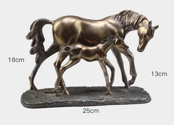 

New style cold cast copper handicrafts mother-son horse creative household Chinese decoration home decor