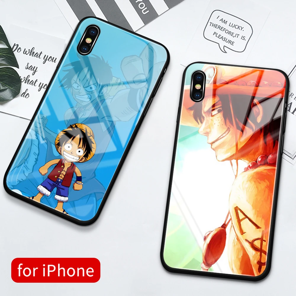 Чехол с аниме для iPhone xr чехол luffy и ace стеклянный чехол-накладка 6 6s 7 8 Plus X XS Max XR 11 pro
