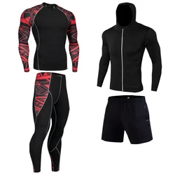 4 Pcs Men's Long Thermal Long Underwear MMA Tactics Tights Solid Color Clothing Compression Fitness Johns Men's Winter Brand Men