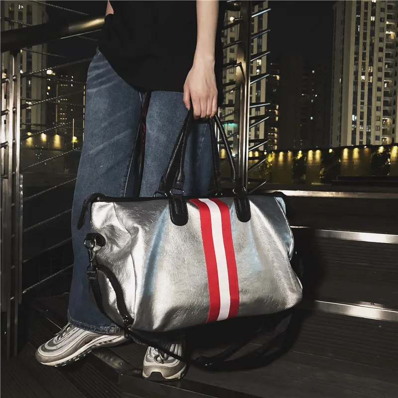 

A New Type of Colored Belt Travel Bag, PU Leather, Korean Version, Large Capacity Handbag, Fitness Sports Bag, Single Shoulder