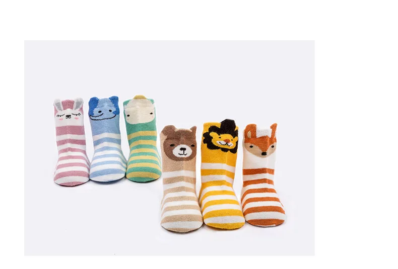 Сезон весна-осень; детские носки для малышей с животными; полосатые носки для новорожденных носки 04-младенцев в возрасте одного года детские носки стерео наушники-вкладыши
