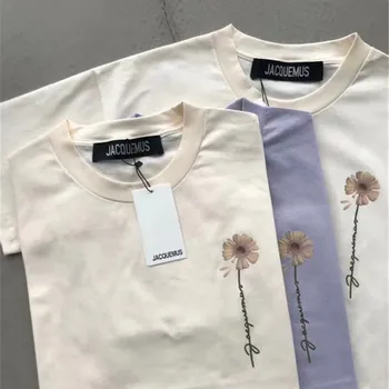 

Embroidery Chrysanthemum Printing Jacquemus embroidery T shirts Men Women 1:1 Top Quality Casaul Tee jacquemus T-Shirts