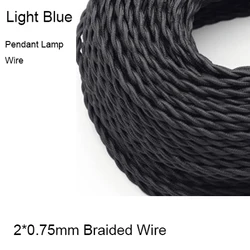 Vintage Twisted Fabric Electrical Wire - Copper Textile Pendant Lamp Cord, Various Lengths - 20m (Black)