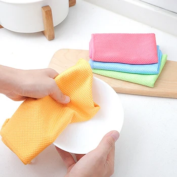 

3pcs/pack Dish Rags Cloths Kitchen Washcloths Microfiber Glass Cleaning Cloths Lint Free Streak Free Clean Windows