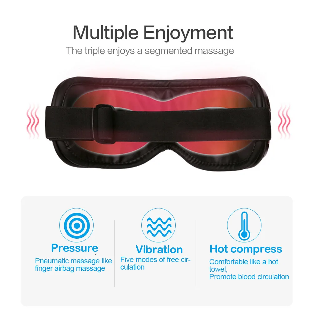 Bluetooth беспроводной массажер для глаз электрическая машина давление воздушным потоком Вибрация с подогревом массаж музыка массажер очки Usb Перезаряжаемый