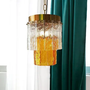 

Bedside chandelier American retro French bedroom living room dining room bar porch art glass lamp