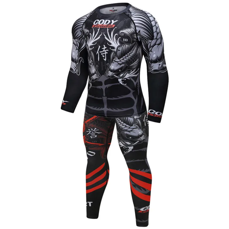 Sports Apparel Men Boxing Set MMA Kickboxing Sets Compression Jerseys