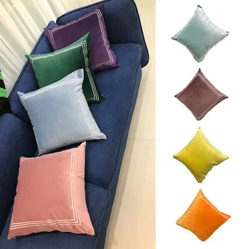 

Velvet 45*45cm Cushion Cover Square Pillowcase Decorative Cushions For Solid Fall Pillow Colors Bed Pillows Sofa Covers Throw 15