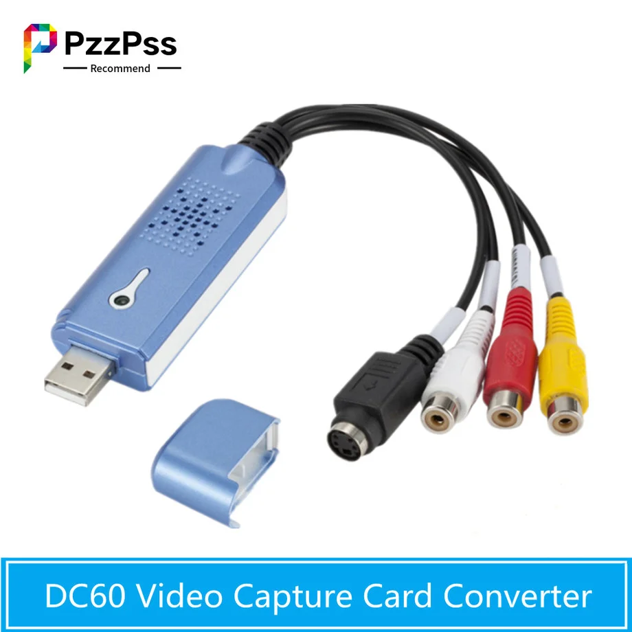 PzzPss USB 2.0 Video Audio Capture Card Adapter Portable VHS DC60 DVD Video Capture Converter TV Tuner For Computer Win7