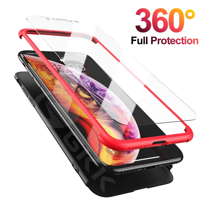 

GKK Original Case for Apple iPhone X XS Case Built-in Screen Protector Back Hard Matte Airbag Corner for iPhone X Xs Cover Coque