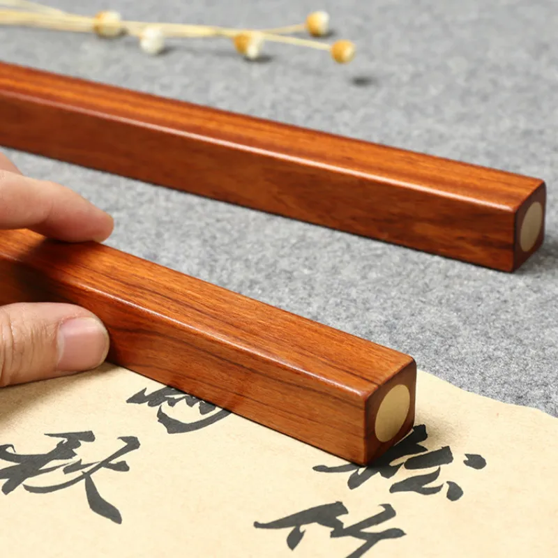 Paperweights Chinese Ink Painting Rosewood Paperweight 2pcs Customized Brush Calligraphy Paperweights Wooden Paper Pressing Prop