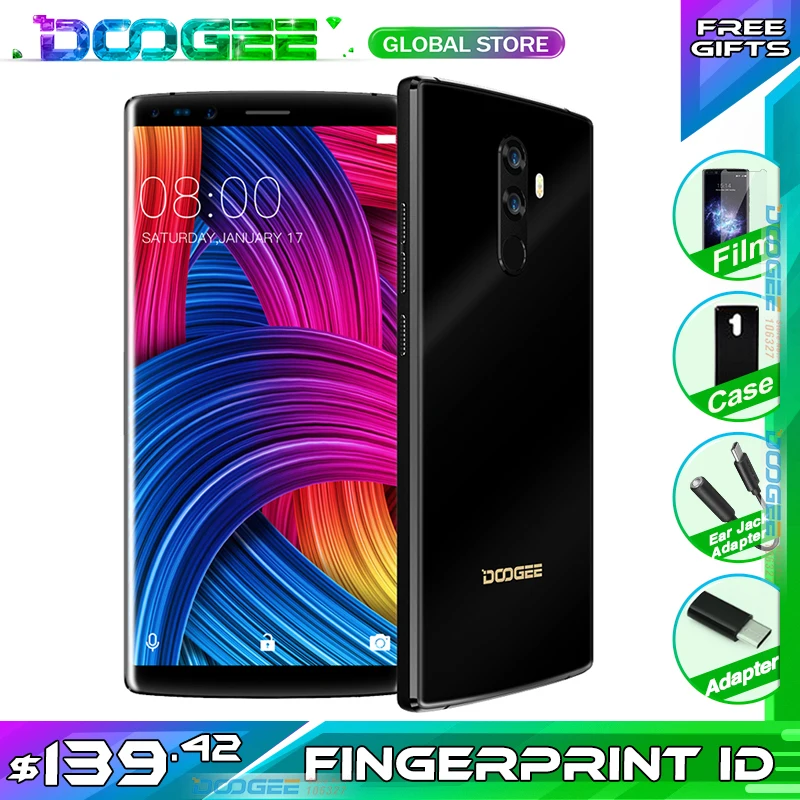 Смартфон DOOGEE Mix 2 6 ГБ + 64 5 99 дюйма 18:9 FHD Android 7 1 P25 восемь ядер 16 Мп четыре камеры 4060