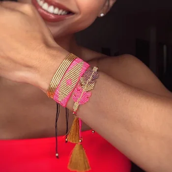 

Go2boho Miyuki Bead Bracelet For Women Pink Bracelets For Ladies Mexican Jewelry 2021 Gift Trendy Jewellery Adjustable Pulseras