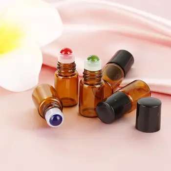 

10PCs/Pack 2ml Amber/Transparent Thin Glass Roll on Bottle Sample Test Essential Oil Vials with Roller Glass Ball