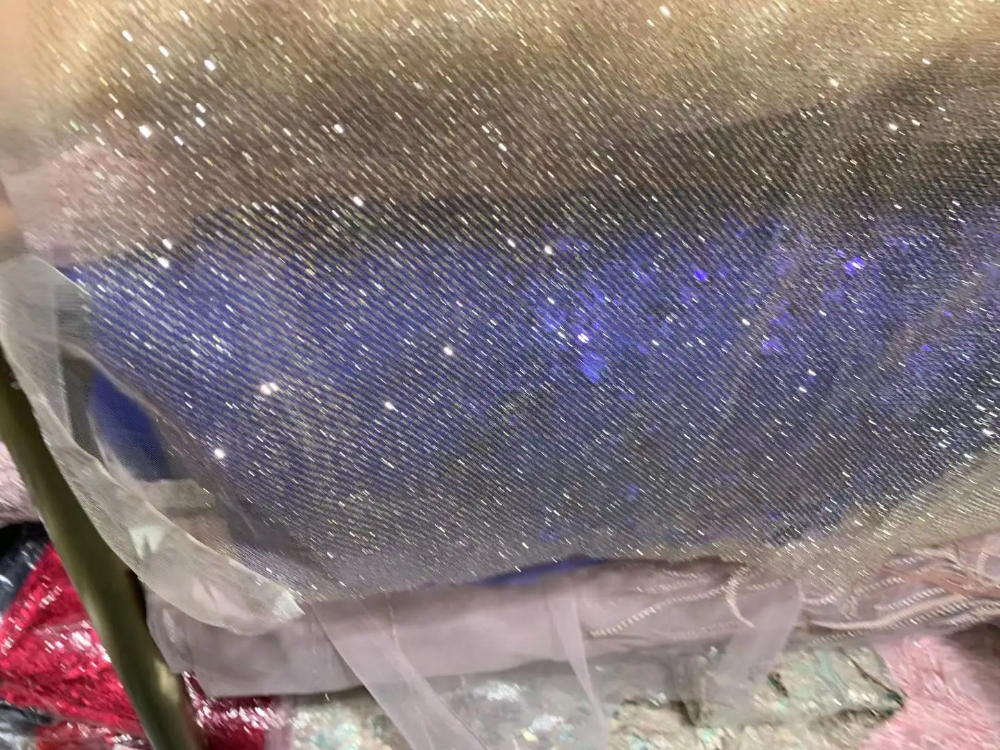 

Vivi 2021 Best quality 10yards/bag shining rose gold color glitter sexy luxury tulle lace for sawing bridal wedding dress