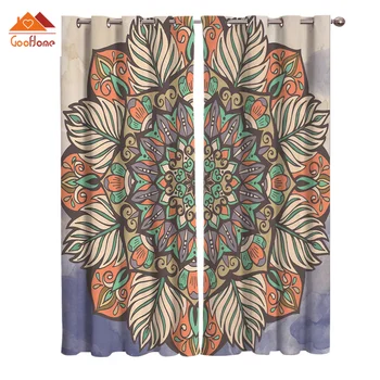 

Ethnic Flower Floral Window Curtains Living Room Outdoor Fabric Drapes Curtain Home Decor