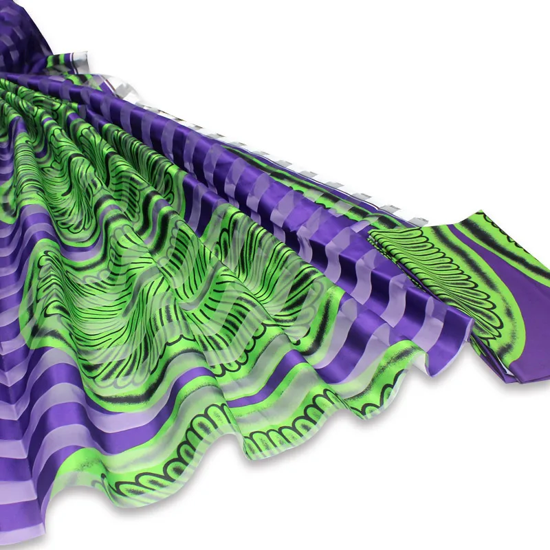 Шелковый воск Горячая Африканский Воск Принт дизайн Органза Шелковый воск ткани для женщин платье 4+ 2 ярдов S191107