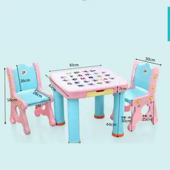 

Baby Desk Kindergarten Study Desk And Chair Set Combination Child Small Square Table Household Plastic Cartoon Young Children