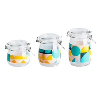 

500/830/1000ml Glass Jar Storage Can with Airtight Seal Lid Food Container Tableware Preserving Kitchen Organizer
