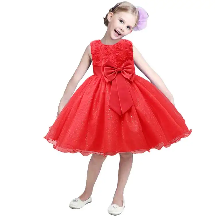 red Girl Lace Dress Costumes for Girls Christmas Party Elegant Princess Dress Girl Wedding Dress Child Clothes 3- 10 Years - Цвет: red