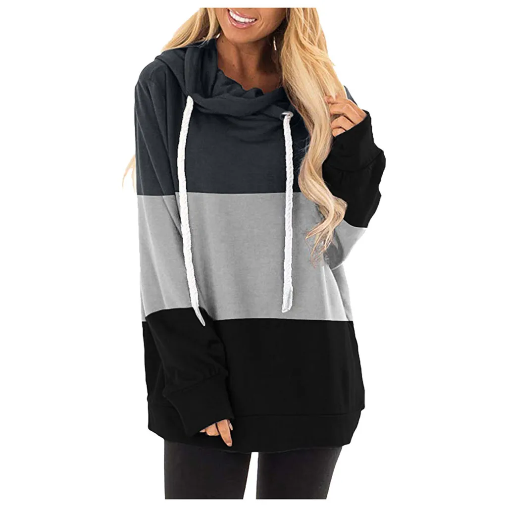 Женская толстовка с длинным рукавом капюшоном и высоким воротником | одежда