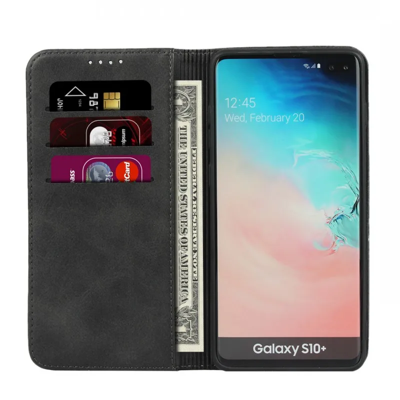 Магнитные Чехлы для samsung Galaxy S10 S10+ Plus S10 5G S10e из натуральной кожи откидной Чехол для бумажника мягкая задняя крышка аксессуары для телефона