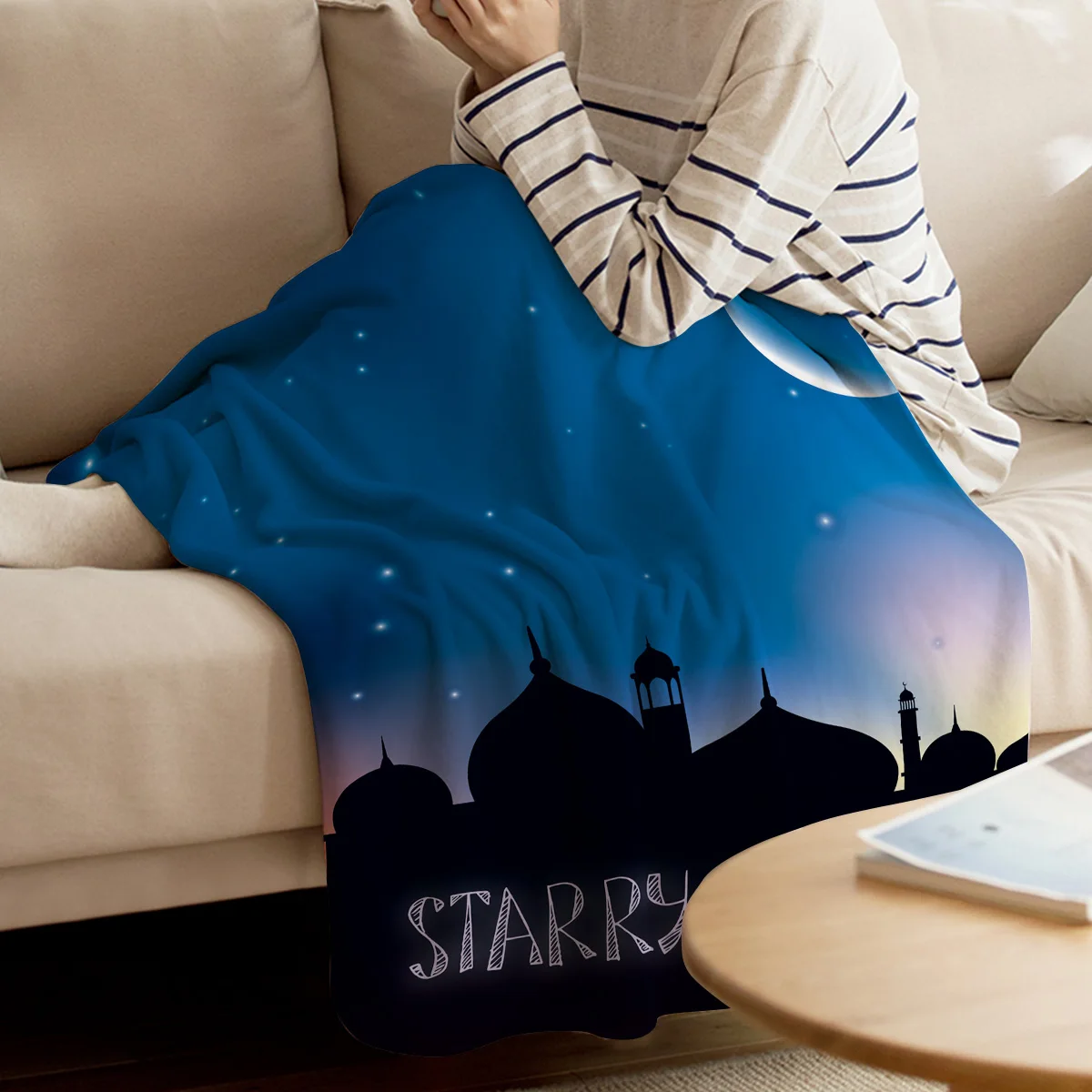 Star Night Castle Design Throw Blanket Sofa Bed Throw Blanket Kid Adult Warm Blanket for Beds Coral Fleece Fabric
