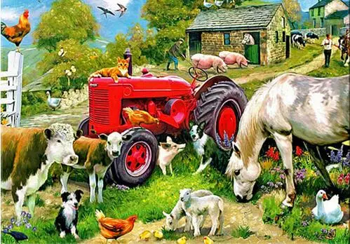 HOMFUN Diamond Painting Cross Stitch "Tractor car scenery" Full Square Round Diy 5d Diamond Embroidery Picture Rhinestone Art 