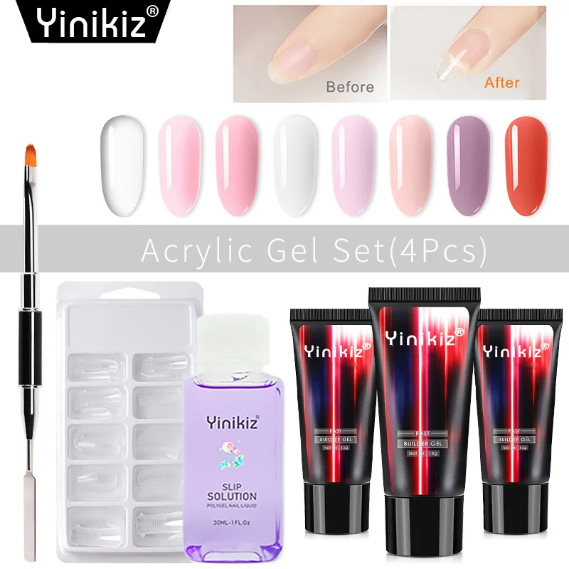 Yinikiz акриловый полигель для наращивания ногтей набор УФ гель быстрого Желейный