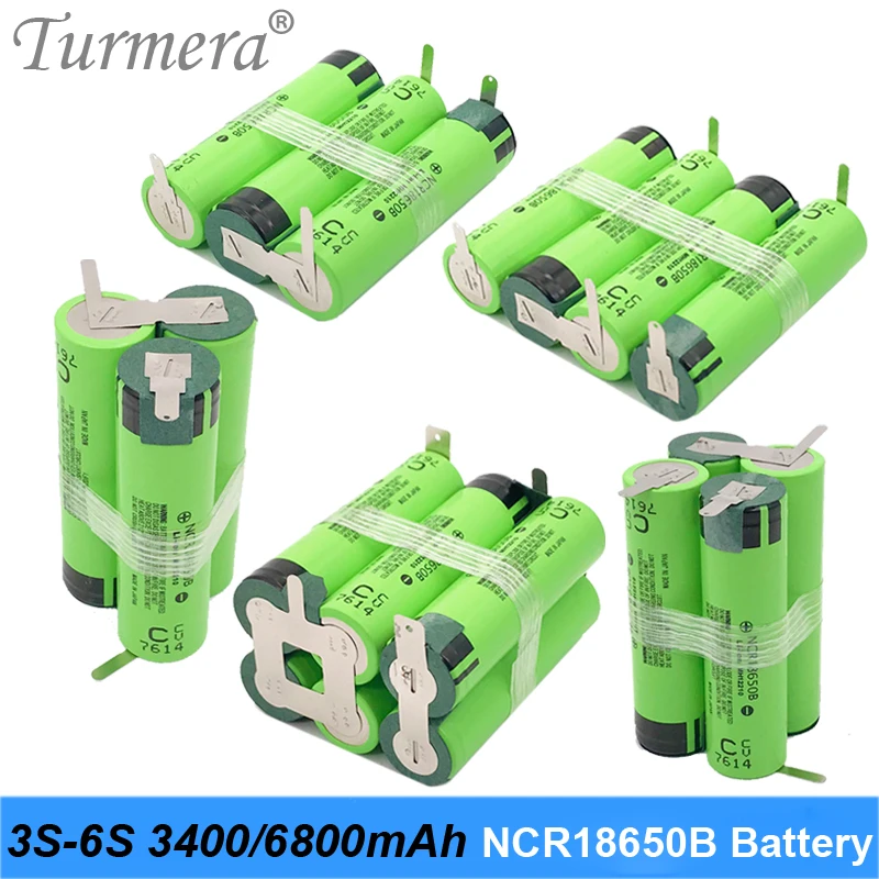 Turmera 3S 12 6 V 4S 16 8 5S 21V 18650 3400mAh батарея NCR18650B 6800mAh для отвертки батареи (настройка) J07 |