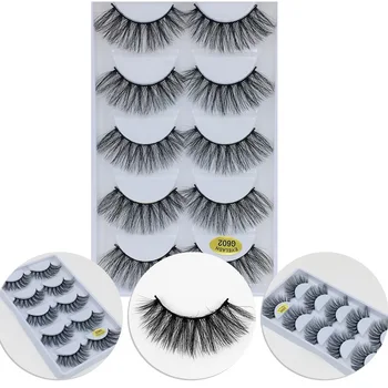 

5Pairs Imitation mink 3D eyelashes natural thick false eyelashes lash boxes packaging Hand Made Thick mink lashes wholesale