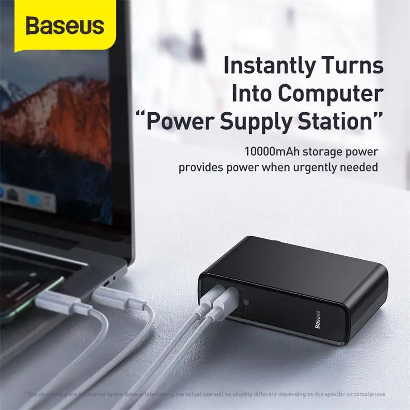 Baseus Power Bank 45W 10000mAh GaN Charger 2 in 1 PD QC 3.0 AFC Fast Charging USB Charger For iPhone Samsung For Macbook Pro Baseus Power Bank 45W 10000mAh GaN Charger 2 in 1 PD QC 3.0 AFC Fast Charging USB Charger For iPhone Samsung For Macbook Pro