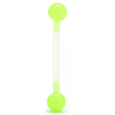 Fluorescent green 12 шт., индийский стиль, прямой пирсинг-штанга для языка, пирсинг, калибр, акриловые украшения для тела, трагус для сосков, кольцо, прозрачный, яркий цвет - Окраска металла: Fluorescent green