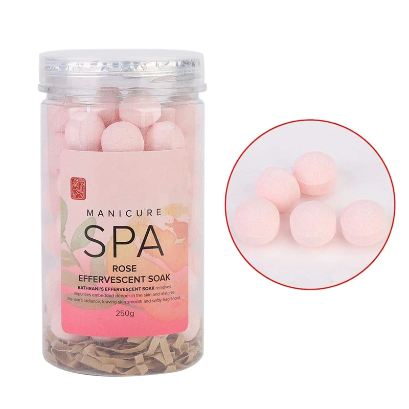 

Nail Manicure SPA Effervescent Soak Ball Remove Dead Skin Cuticles Moisturizing Tender Skin Helps Prepare for the Manicure(Rose)