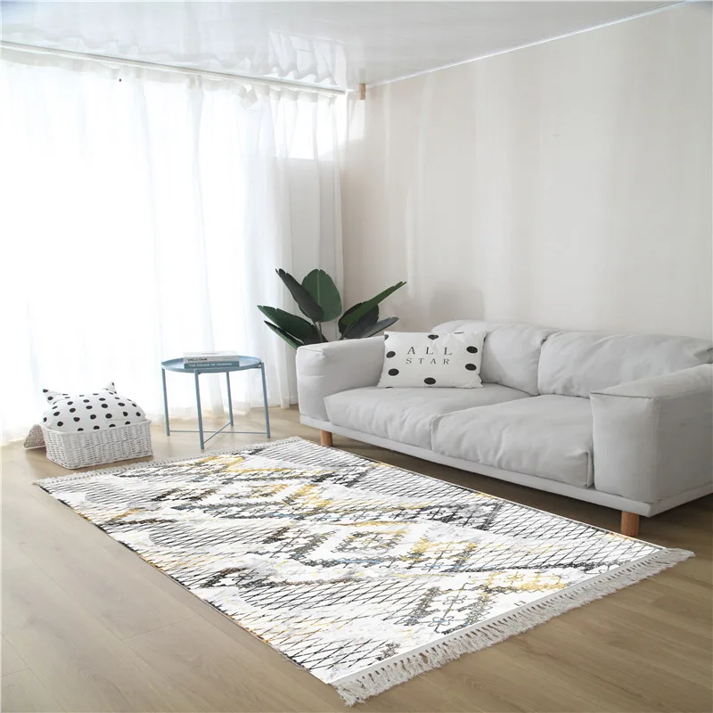 Nordic Cotton And Linen Knit Rug Ethnic Style Carpet Tassel Small Rug  Bedroom Kitchen Rugs Mat Boho Washable Home Decoration