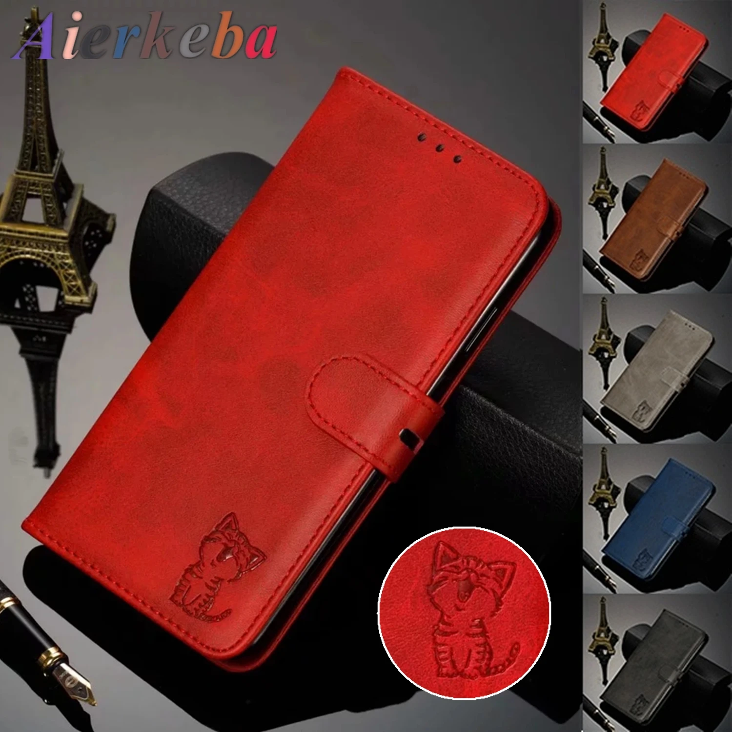 3D тиснение милый кот Флип кожаный чехол для Huawei Honor 20 P30 P20 Mate 30 Pro Lite Y7 2018 Y9 Y6 Y5 2019 8x8s