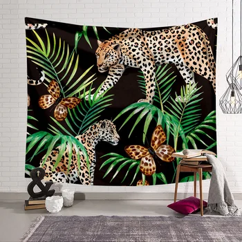 

Leopard Plant Tapestry 3D Printing Tapestrying Rectangular Home Decor Wall Hanging 07