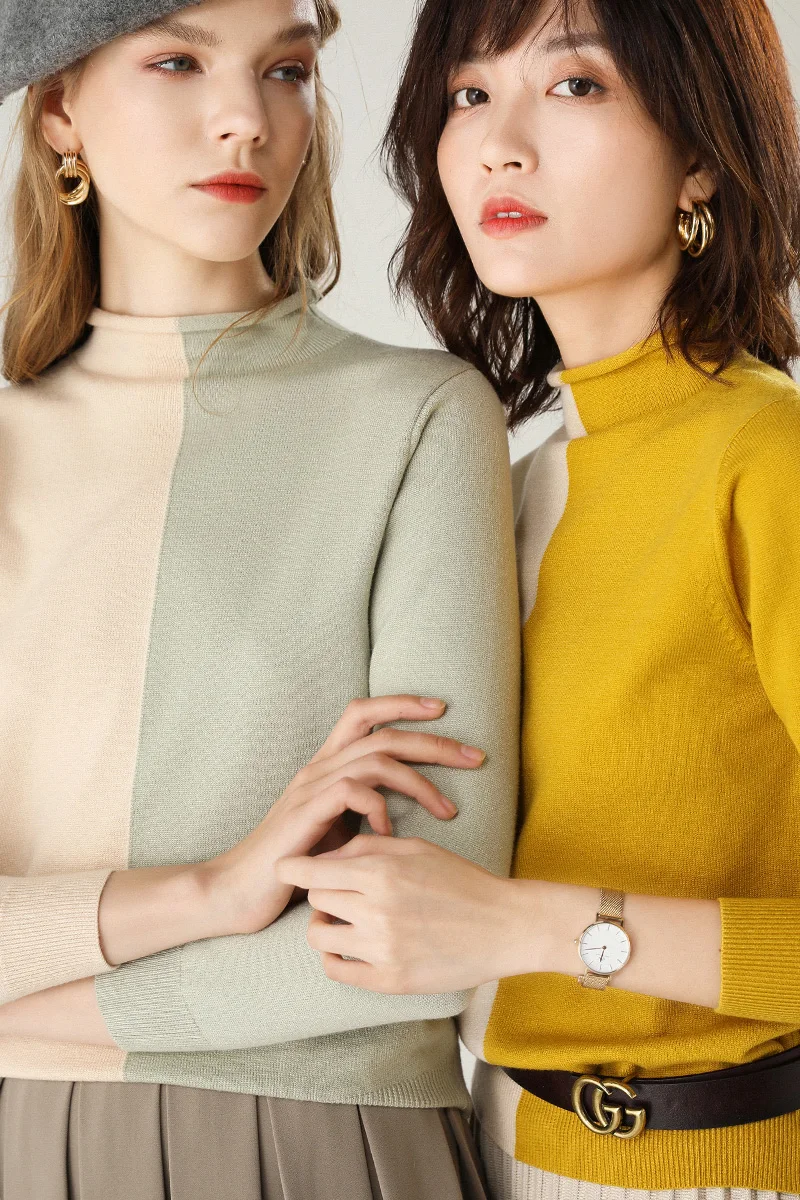 

2019 Cashmere Knitted Sweater Women свитер женский Coloured cashmere sweater Pullovers Turtleneck Sweaters кофта женская