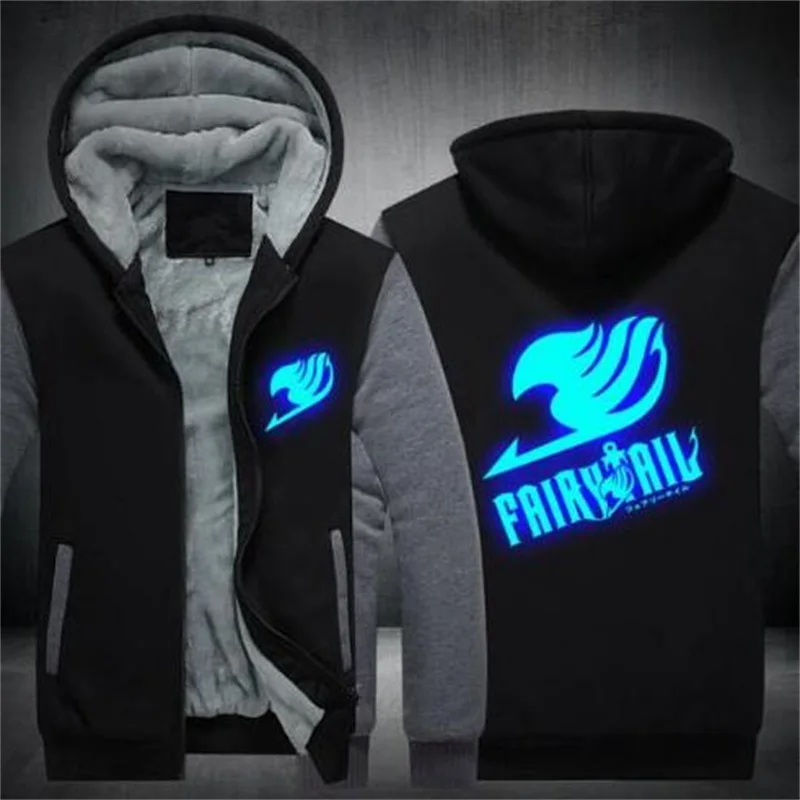hoodie 4 Толстовки с принтом «Хвост Феи», мужские утепленные толстовки с длинным рукавом, мужская куртка на молнии, зимняя теплая уличная одежда, светящаяся толстовка с капюшоном размера плюс - Цвет: hoodie 4