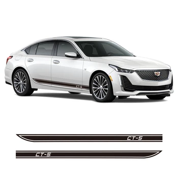 

1 Pair 2 PCS Vinyl Car Side Skirt Waist Line Sticker Decals Wraps For Cadillac CT-5