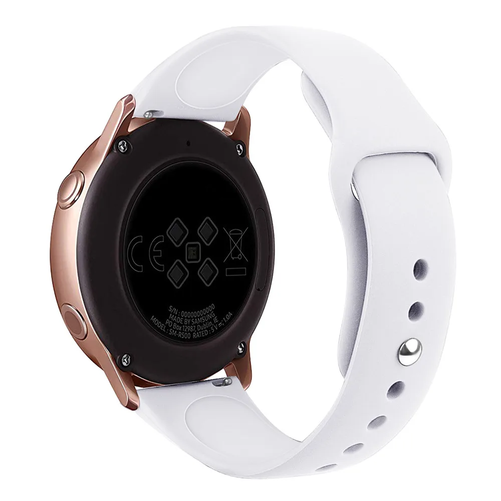 White 20 мм 22 мм мягкий силиконовый ремешок для часов для samsung Galaxy Watch 42 мм 46 мм спортивный ремешок Active2 браслет для gear S2 S3 Active 2 - Цвет ремешка: White